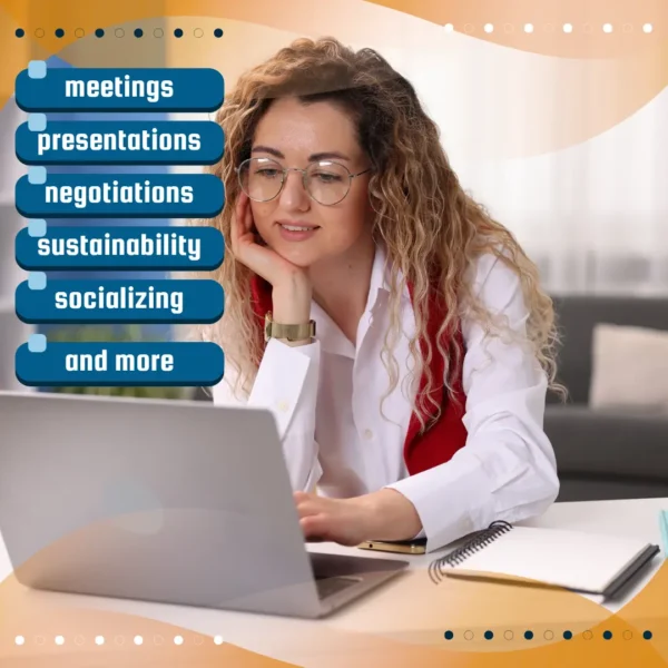 woman happily looking at her laptop