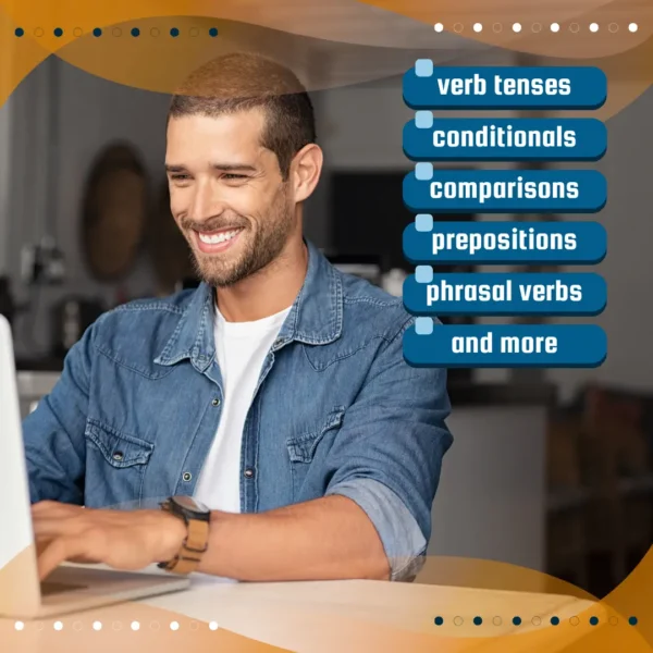 A guy happily working on his laptop